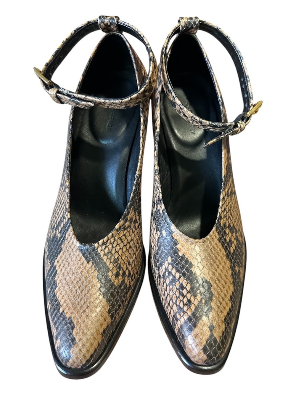 Rachel Comey Snakeskin Pointed Ankle-Strap Pumps in Brown and Black NWOT